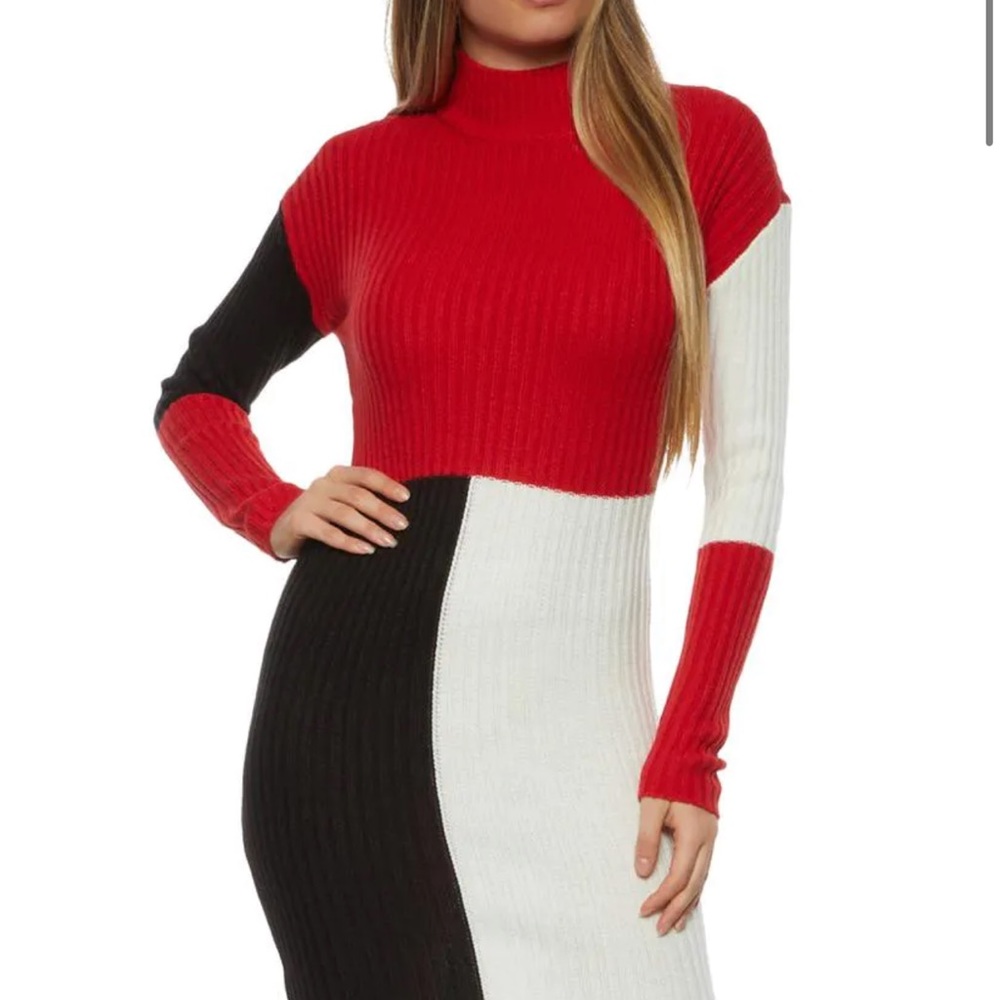 Knit Colorblock Bodycon Sweater Dress